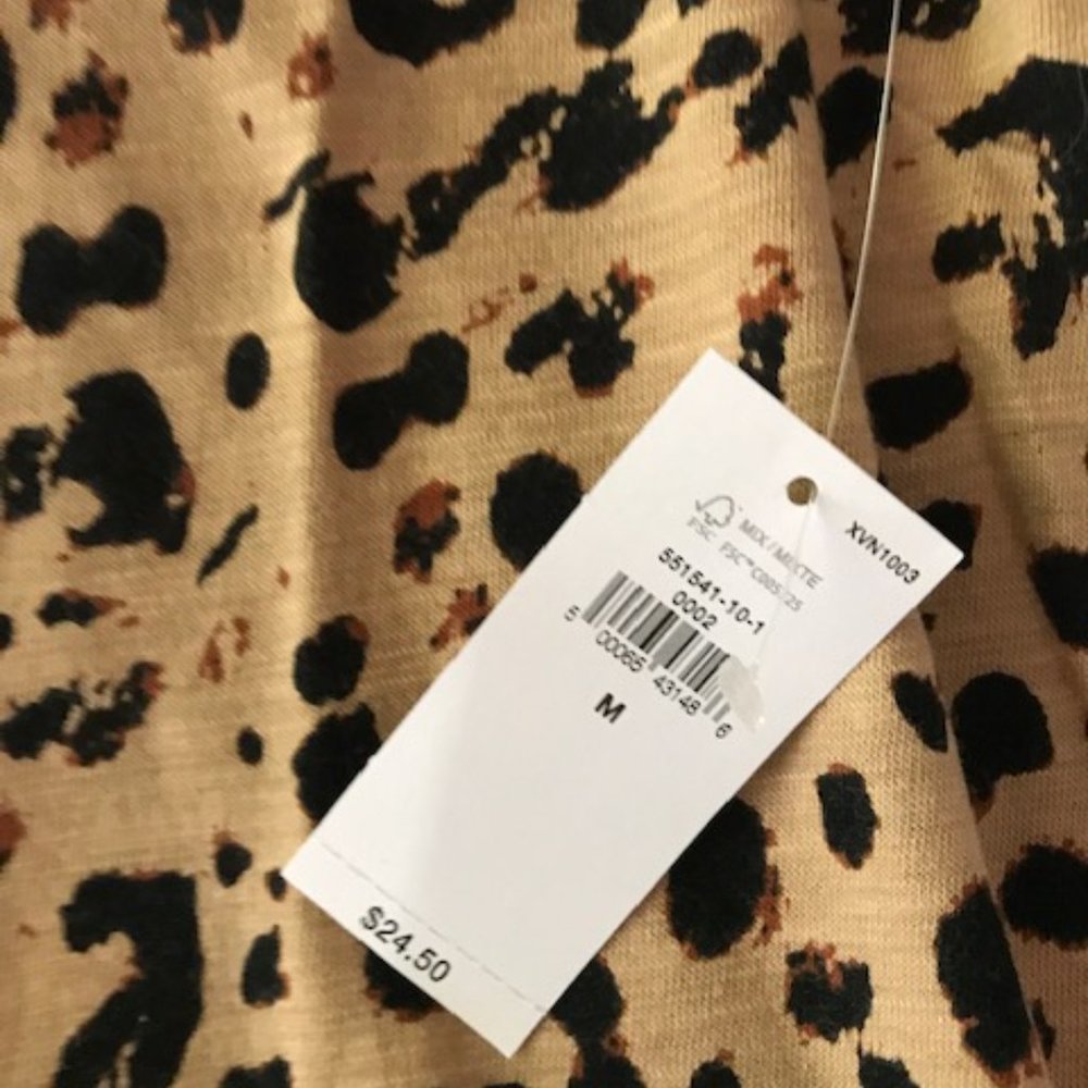 BANANA REPUBLIC Animal Print Slub Cotton-Modal Scoop-Neck T-Shirt - Picture 8 of 10